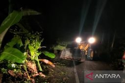 Petugas BPBD Pamekasan evakuasi material longsor di Bukit Ponjuk