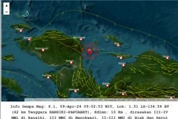 Gempa berkekuatan magnitudo 6,1 landa Ransiki tidak berpotensi tsunami
