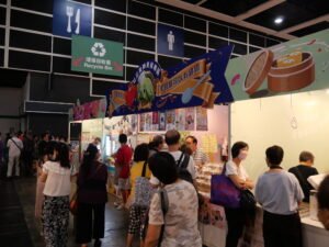 Suasana stan usaha sosial pada Hong Kong Food Expo 2023