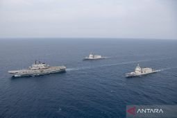 Indonesia's aircraft carrier Giuseppe Gribaldi docks at Jakarta port